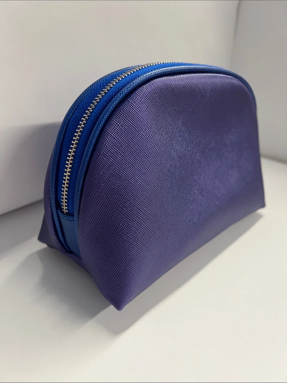 LaMer Purple Crosshatch Vegan Leather Zip Around Pouch Clutch - New